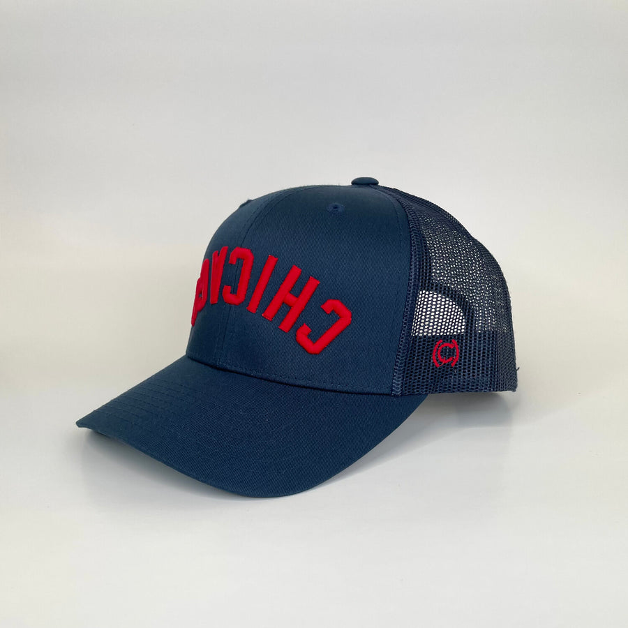 Backwards Chicago Trucker Hat