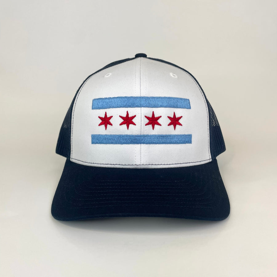 Chicago Flag Stitched Trucker Hat